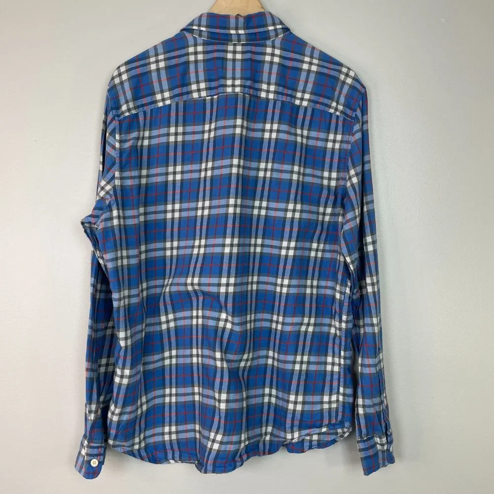 American Eagle Shirt Large Blue Plaid Casual Button-Front Long Sleeve Men's - Picture 4 of 13